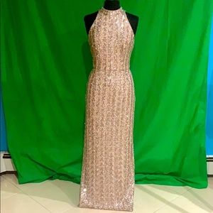 Sequin Mock Neck Gown